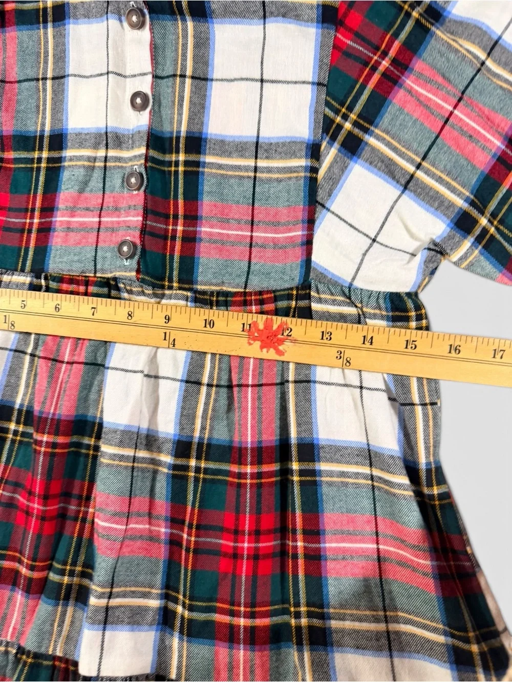 Old Navy Girls L 10-12 Plaid Tartan Tiered Dress Holiday Christmas Long Sleeve